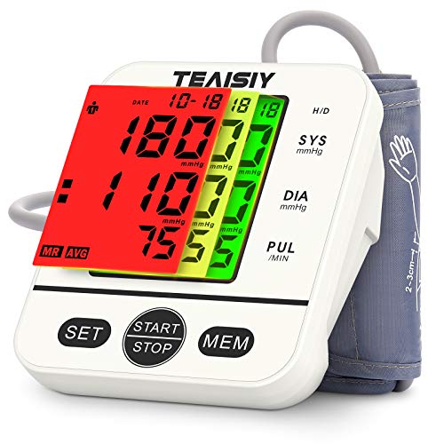 Tensiómetro de Brazo Digital con Pantalla LCD, Automática de Presión Arterial y Pulso de Fuencia Cardíaca Detección, 22-40 cm Brazalete, Memorias de 2 Usuario (2 * 99)