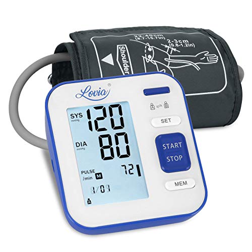 Tensiómetro de Brazo, Monitor de la presión Arterial, Tensiómetro de Brazo Digital LCD, Brazalete grande de 22-42 cm,Detección de Frecuencia Cardíaca Irregular 2 memorias de usuario (2 * 120)