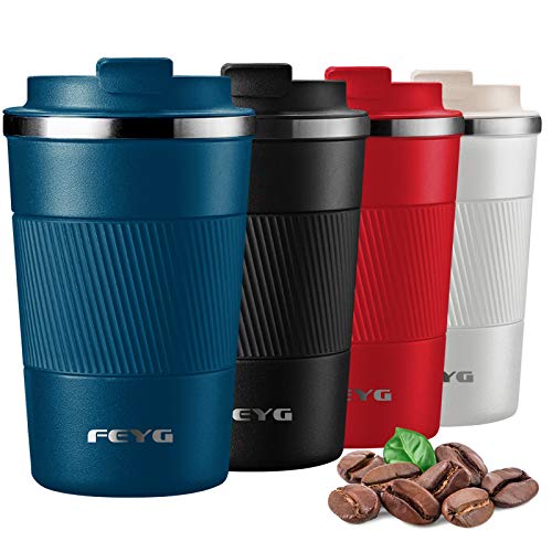 Termo cafe 380ml, FEYG Taza termo cafe para llevar de Acero Inoxidable, Termos pequeños para 100% cafe a Prueba de Fugas para Bebidas Frías y Calientes Bebidas té Café Agua Termo cafe 380ml, FEYG Taza termo cafe para llevar de Acero Inoxidable, Termos pequeños para 100% cafe a Prueba de Fugas para Bebidas Frías y Calientes Bebidas té Café Agua