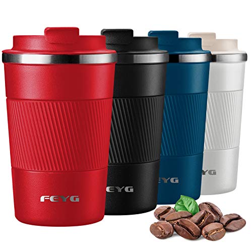 Termo cafe 380ml, FEYG Taza termo cafe para llevar de Acero Inoxidable, Termos pequeños para 100% cafe a Prueba de Fugas para Bebidas Frías y Calientes Bebidas té Café Agua Termo cafe 380ml, FEYG Taza termo cafe para llevar de Acero Inoxidable, Termos pequeños para 100% cafe a Prueba de Fugas para Bebidas Frías y Calientes Bebidas té Café Agua