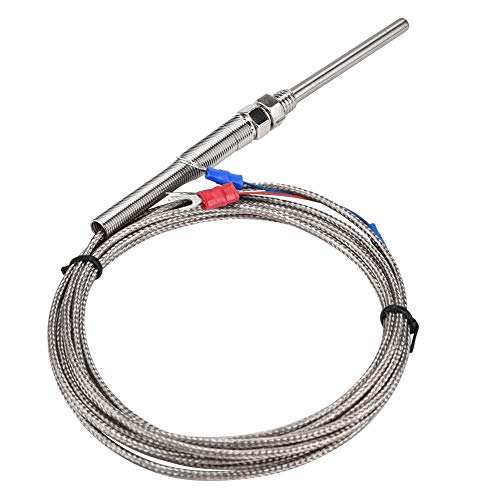 Termopar de resistencia de platino PT100 de rosca M8 Sonda de alta precisión de 50 mm Sensor pasivo Cable del sensor de temperatura 0-400 ℃ para medición de temperatura(3M)