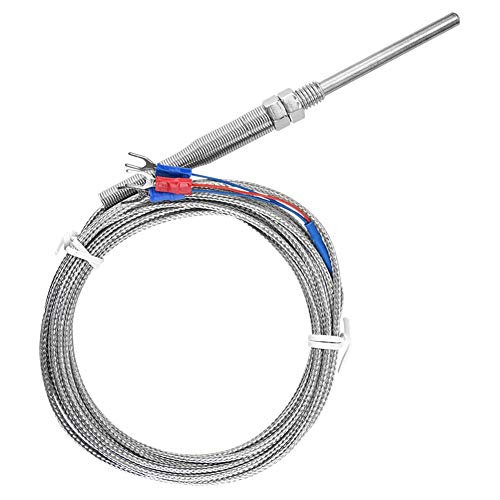 Termopar de resistencia de platino PT100 de rosca M8 Sonda de alta precisión de 50 mm Sensor pasivo Cable del sensor de temperatura 0-400 ℃ para medición de temperatura(4M)