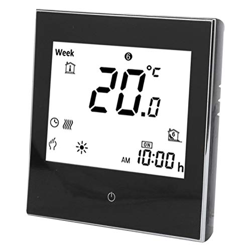 Termostato LCD AC110‑230V Termostato inteligente programable semanal con pantalla LCD táctil para hogar inteligente(Negro)