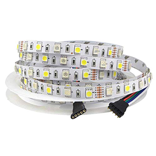 Tesfish DC12V RGBW Tira de luces LED RGB + Blanco Color mixto 5M 300LEDs 5050 IP20 No Impermeable tira luz LED