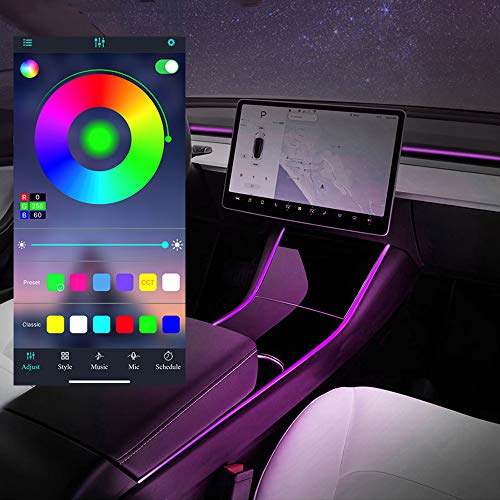 Tesla Model 3 Model Y Neon Light Tubes RGB Luces de Tira LED Interiores con Controlador de aplicación 3