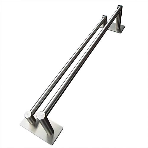 TIAN PAN 55cm Adhesivo Fuerte Toalleros de Barra Doble,Toallero Barra Para Baño Acero Inoxidable 304 Montado en la Pared,3M Adhesivo, fácil de instalar, para baño y cocina (Color: plata) TIAN PAN 55cm Adhesivo Fuerte Toalleros de Barra Doble,Toallero Barra Para Baño Acero Inoxidable 304 Montado en la Pared,3M Adhesivo, fácil de instalar, para baño y cocina (Color: plata)