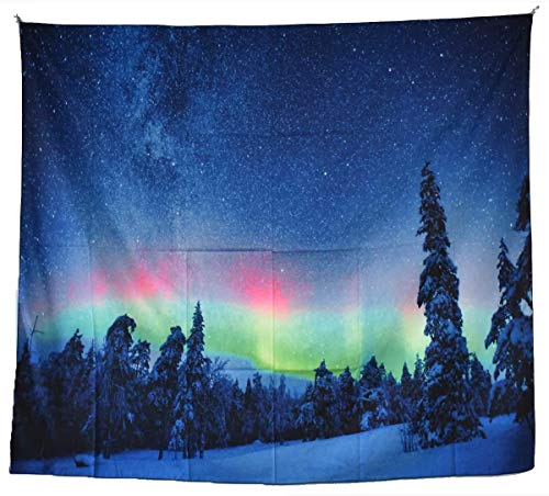 Tianher Tapiz Colgar en la Pared Galaxia Aurora Boreal Bosque de Impresión Rectangulares Tapices De Tela 150 * 130cm Decoración hogar Sala de Estar Dormitorio (Azul)