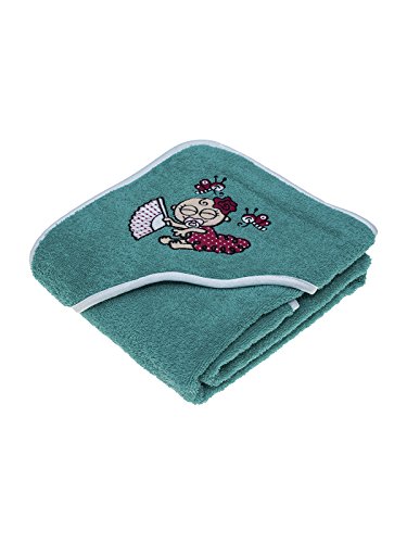 Toalla verde para niños y bebés de Kayuki Saguyaki 100% algodón y con capucha bordada