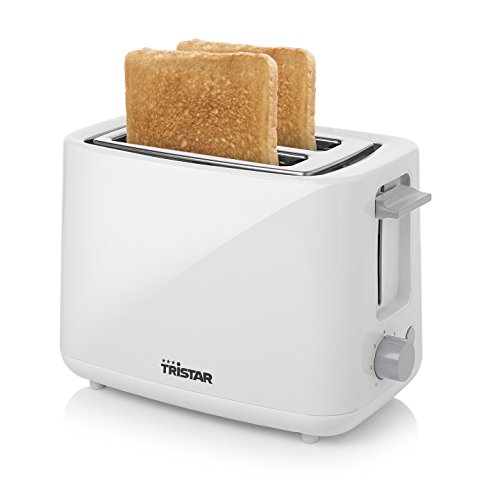 Tristar BR-1040 Tostadora para 2 rebanadas de pan, 2 ranuras cortas, 7 niveles de tostado, bandeja para migas extraíble, función de descongelar o recalentar, 700 W