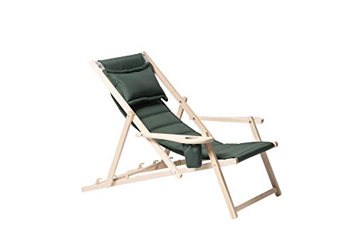 Tumbona de jardín de Madera, Tumbona Plegable, Tumbona de Playa con Cojines, sillón de relajación, Impermeable, Estructura sólida, (Verde) Tumbona de jardín de Madera, Tumbona Plegable, Tumbona de Playa con Cojines, sillón de relajación, Impermeable, Estructura sólida, (Verde)