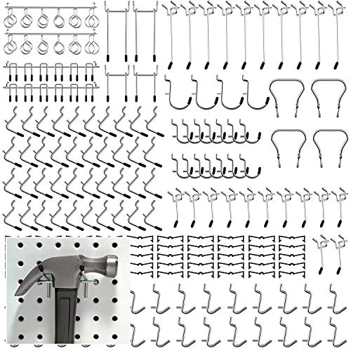 TUPARKA Ganchos de tablero de 120 piezas Surtido Surtido de ganchos de clavija con cerraduras de clavija de 50 piezas herramientas pared