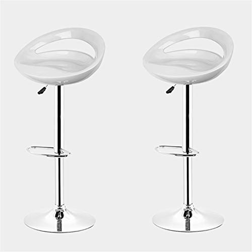 Turefans 2PCS, taburetes de Bar, Taburete Cocina, Altura Ajustable, rotación de 360 °, Muy Adecuado para Bares, cocinas, Asientos de ABS, fácil de Limpiar (Blanco)