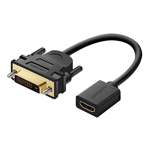 UGREEN Adaptador DVI a HDMI, DVI-D 24+1 a HDMI Dual Link Macho a Hembra 1080P para Conecta Chromecast, Android TV Box, Stick TV, Netflix, Receptor TDT HD a DVI Monitor, Pantalla
