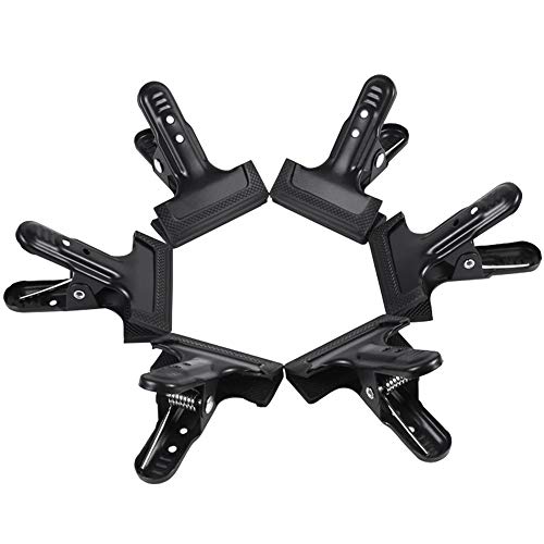 UTEBIT Muslin Spring Clamps Heavy Duty Aluminum Photography Backdrop Clips Strong with Protective Rubber 55mm Grip Size Background Clip Clamp (6 Pack)