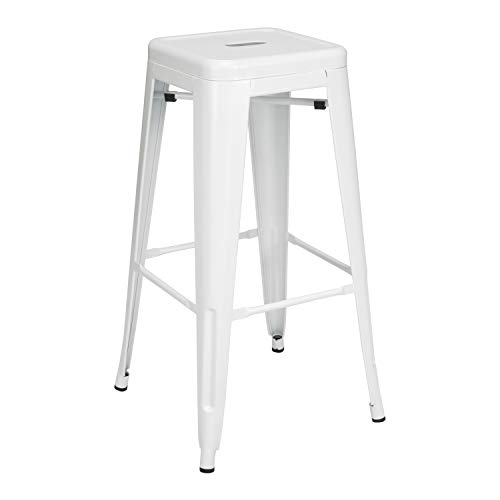 Vaukura Taburete Alto Tolix - Taburete Industrial Metálico Mate (Blanco) Vaukura Taburete Alto Tolix - Taburete Industrial Metálico Mate (Blanco)