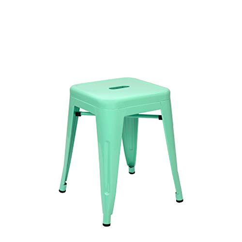 Vaukura Taburete Bajo Tolix – Taburete Bajo Industrial Metálico Brillo (Verde Menta) Vaukura Taburete Bajo Tolix – Taburete Bajo Industrial Metálico Brillo (Verde Menta)