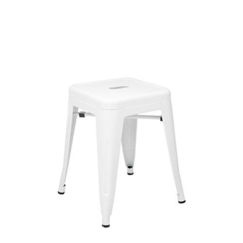 Vaukura Taburete Bajo Tolix - Taburete Industrial Metálico Mate (Blanco) Vaukura Taburete Bajo Tolix - Taburete Industrial Metálico Mate (Blanco)