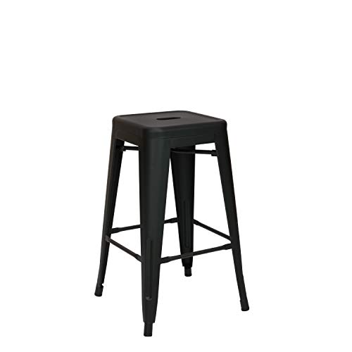 Vaukura Taburete Medio Tolix Mate - Taburete Cocina de Estilo Industrial (Negro) Vaukura Taburete Medio Tolix Mate - Taburete Cocina de Estilo Industrial (Negro)