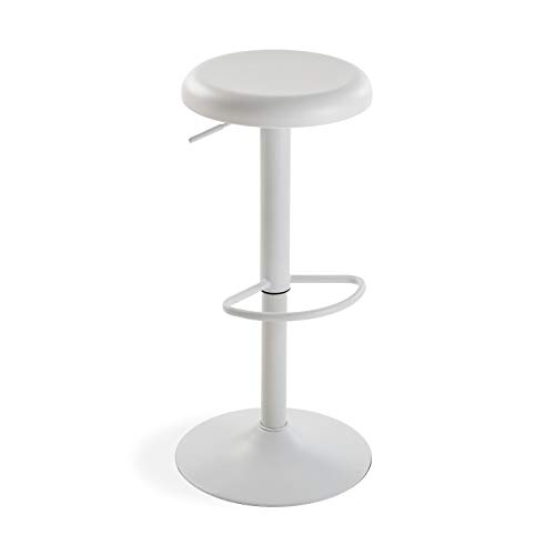 Versa Taburete de Acero y Polipiel, Metal, Blanco, 81.5 x 35 x 35 cm Versa Taburete de Acero y Polipiel, Metal, Blanco, 81.5 x 35 x 35 cm