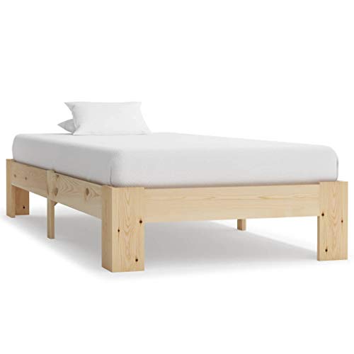 vidaXL Madera Maciza Pino Estructura de Cama Somier Mobiliario Hogar Casa Clásica Práctica Cómoda Moderna Robusta y Duradera Sin Colchón 100x200cm