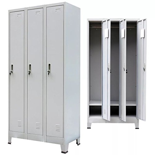 Vislone Armario Taquilla para Oficina o Escuela Armario Archivador de Oficina Armario de Oficina Acero con 3 Compartimentos Carga Máxima por Estante 10kg 90x45x180cm Gris Vislone Armario Taquilla para Oficina o Escuela Armario Archivador de Oficina Armario de Oficina Acero con 3 Compartimentos Carga Máxima por Estante 10kg 90x45x180cm Gris