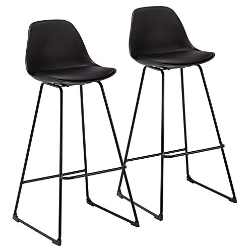 WOLTU 2X Taburete de Bar con Respaldo, Marco de Metal Imitación de Cuero Muebles Cocina Taburete Alto para Cocina, Bar, Paquete de 2 Unidades Negro WOLTU 2X Taburete de Bar con Respaldo, Marco de Metal Imitación de Cuero Muebles Cocina Taburete Alto para Cocina, Bar, Paquete de 2 Unidades Negro