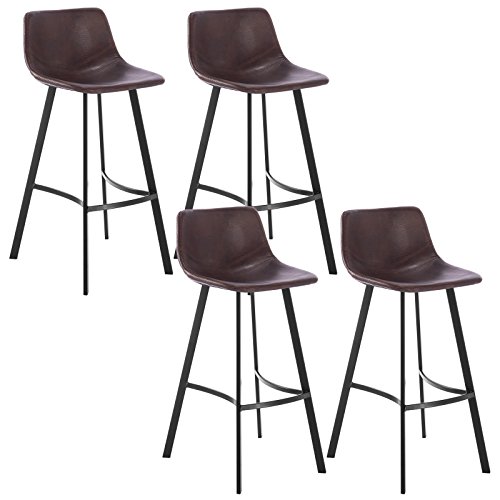 WOLTU 4 Set de Taburetes Bar Taburete Design Silla Imitación Cuero Acero marrón BH79br-4 WOLTU 4 Set de Taburetes Bar Taburete Design Silla Imitación Cuero Acero marrón BH79br-4