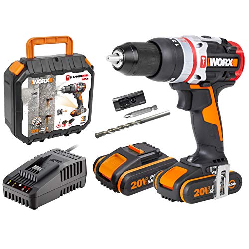 Worx WX354 Taladro Percutor Brushless Slammer Drill 20V 2.0Ah 2 Bat, Negro Worx WX354 Taladro Percutor Brushless Slammer Drill 20V 2.0Ah 2 Bat, Negro