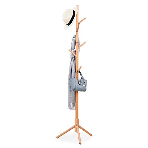 WSC Percheros de Madera Maciza Colgadores de Piso a Techo de Dormitorio de Olmo, Perchas Simples de Gancho múltiple en Forma de árbol (Color Madera) WSC Percheros de Madera Maciza Colgadores de Piso a Techo de Dormitorio de Olmo, Perchas Simples de Gancho múltiple en Forma de árbol (Color Madera)
