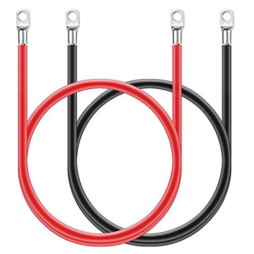 Xiuyer 4pcs Cable Batería Externa Cobre Conjunto con Orificio Perno Terminal 16mm² 50m Heavy Duty Rojo Negro Cable Link Cable Encendido