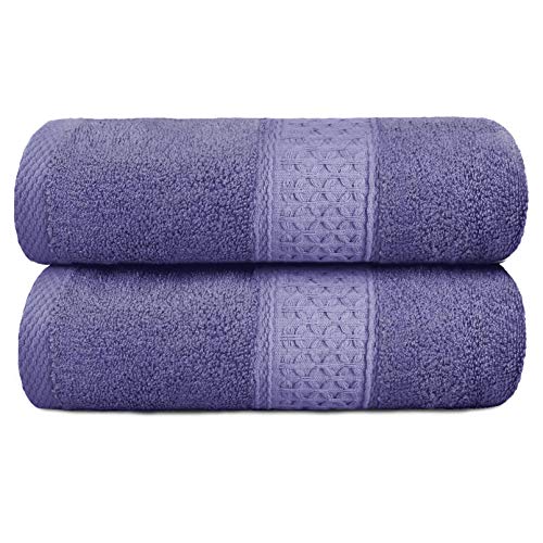 Yoofoss Toalla de baño 100% algodón 2 Piezas 70x140 cm Toalla de Viaje suave y absorbente Toalla de Playa Toallas de Piscina Toalla de mano para el hogar los baños la piscina SPA y el gimnasio púrpura