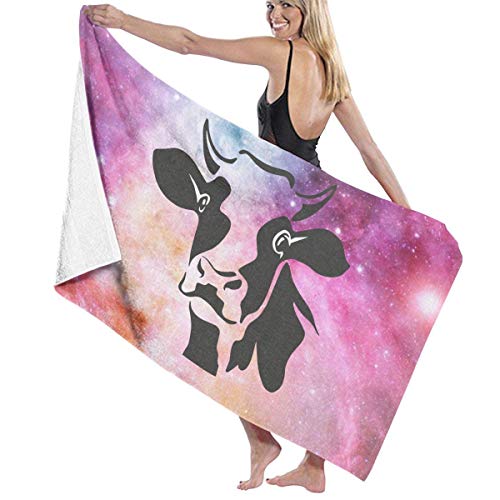 yuiytuo Toalla de baño,Juegos de Toallas Cow Head Microfiber Beach Towel Quick Dry Outdoor Swim Blanket Yoga Mat