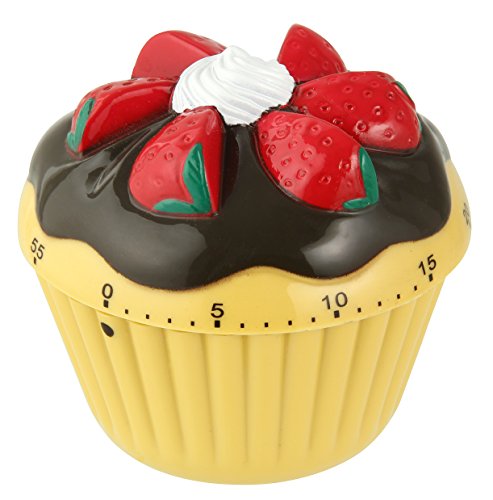 Zenker 41937 - Temporizador 60 min. ABS con forma de cupcake 7x7cm., en color crema, marrón, rojo, verde y blanco
