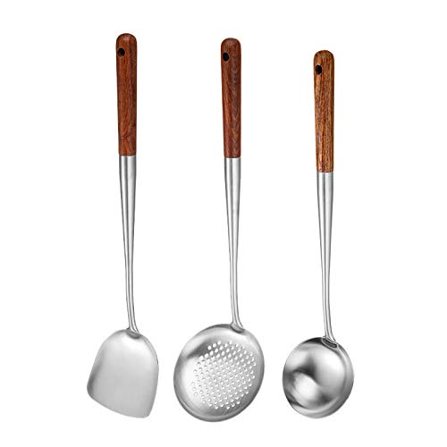 zhiwenCZW - Juego de 3 espátula para wok y cuchara, cuchara, cuchara, cucharón, cucharón, cucharón, cucharón, cucharón, cucharón, utensilios de cocina y utensilios de cocina