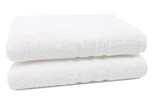 ZOLLNER 2 Toallas de baño Grandes 100% algodón, 100x150 cm, Blancas ZOLLNER 2 Toallas de baño Grandes 100% algodón, 100x150 cm, Blancas