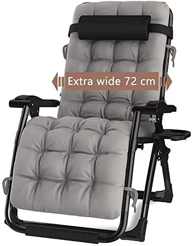 ZZX Silla Plegable Sillón salón reclinable basculante Gravedad Cero Tumbona Adultos terraza en el jardín de césped en el Porche de la Puerta Plegable Gris meciéndose Support 200kg,Gris