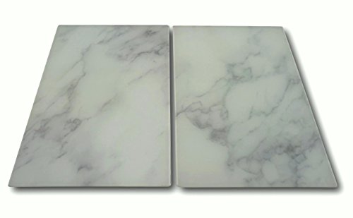 2 cubiertas de cristal para cubrir la vitrocerámica, diseño de mármol, color blanco