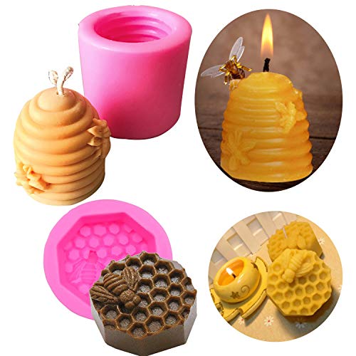 2 moldes de silicona para hacer jabón con forma de panal de abeja, para decoración de tartas, moldes para aromaterapia, chocolate, dulces, decoración de cumpleaños, bodas, fiestas, bricolaje