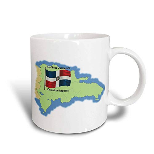 330ML Taza de cerámica Tazas de café Mapa y bandera de la República Dominicana con República Dominicana