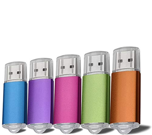 5 unidades de memoria USB 2.0 de 2 G, color azul, morado, rosa, verde, naranja (2 GB)