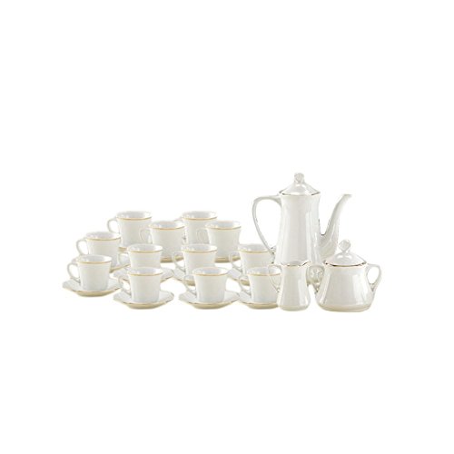 A BUSINESS DC Juego DE CAFÉ Porcelana VERSALLES 27 Piezas con Filo Dorado con Gran Elegancia Y Toque DE DISTINCIÓN A BUSINESS DC Juego DE CAFÉ Porcelana VERSALLES 27 Piezas con Filo Dorado con Gran Elegancia Y Toque DE DISTINCIÓN