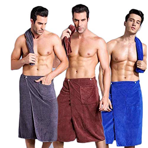 AEF Albornoz Hombre Toalla Corto, Sauna Kilt para Hombres, Toalla De Baño Elástica para Ducha Piscina Playa Gimnasio, 140 X 70 Cm,Gris