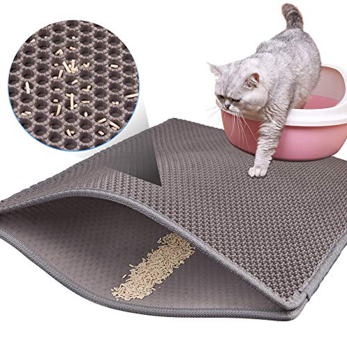Aerb Alfombra para Gatos,Estera Arena Gatos 76x61cm Doble Capa Impermeable Alta Elástico EVA Adecuado para Arenero Gatos Autolimpiable Arenero Gatos Cubierto, Fácil de Limpiar(Gris) Aerb Alfombra para Gatos,Estera Arena Gatos 76x61cm Doble Capa Impermeable Alta Elástico EVA Adecuado para Arenero Gatos Autolimpiable Arenero Gatos Cubierto, Fácil de Limpiar(Gris)