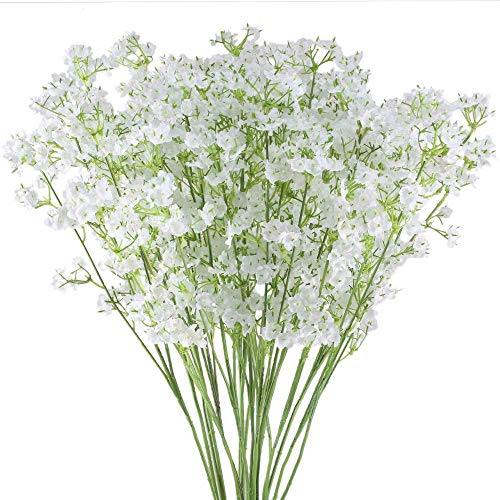 Ahsado - 20 flores artificiales para aliento de bebés, 40,6 cm, diseño de Gypsophila, flores de seda falsas para bodas, fiestas, hogar, jardín, decoración de mesa