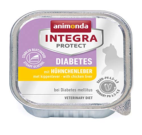 animonda Integra Protect Diabetes para gatos, comida dietética para gatos, comida húmeda para gatos con diabetes mellitus, con hígado de pollo, 16 x 100 g