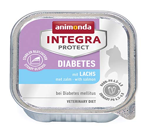 animonda Integra Protect Diabetes para gatos, comida dietética para gatos, comida húmeda para gatos con diabetes mellitus, con salmón, 16 x 100 g