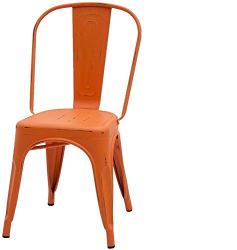 ArredinItaly – Juego de 2 sillas industriales Tolix – Réplica de Metal Naranja Envejecido