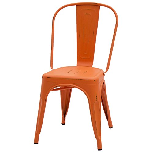 ArredinItaly – Juego de 4 sillas industriales Tolix – Réplica de metal naranja envejecido