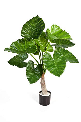 artplants.de Alocasia calidora Artificial con 10 Hojas, Verde, 80cm - Árbol sintético - Planta Decorativa