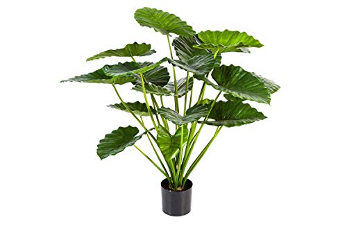 artplants.de Alocasia calidora Artificial con 19 Hojas, Verde, 95cm - Árbol sintético - Planta Decorativa